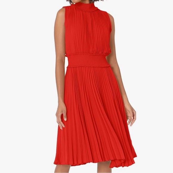 NWT Nanette Lepore Sleeveless Red Pleated Dress in size 14 - Picture 1 of 14
